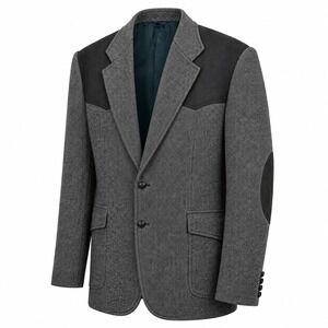 Pendleton Mens 46R Wool Western Blazer ELBOW PADS Sport Coat Jacket Gray Tweed